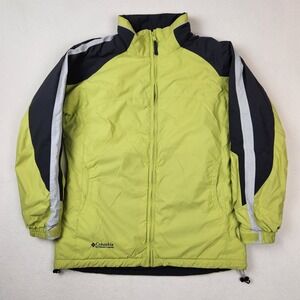 Columbia Jacket Womens‎ Large Green Black Full Zip Puffer Outdoor Winter Coat